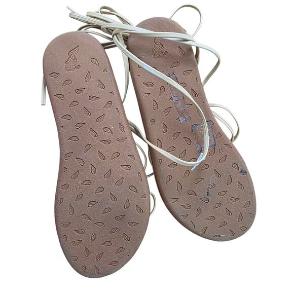 Ancient Greek Sandals String Flip Flop Leather Sandal Women's Size 37 7 Tan Nude - Picture 4 of 7